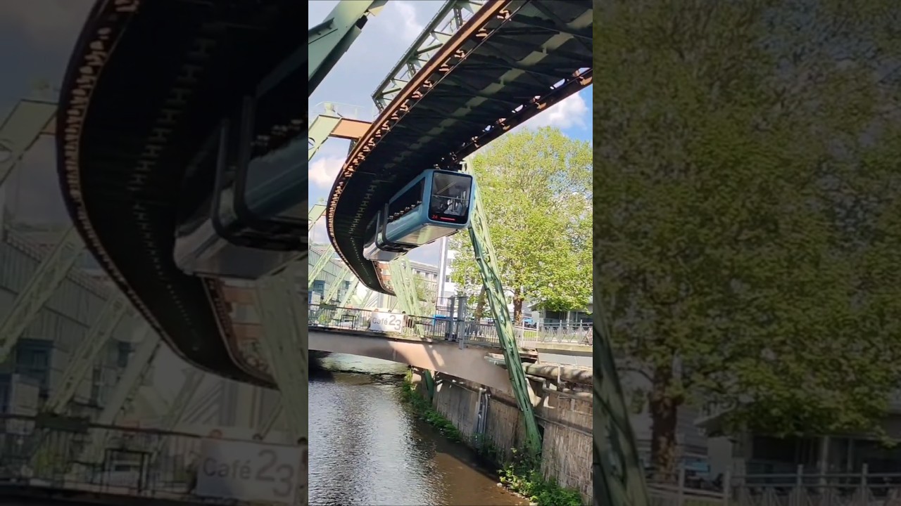 Hanging train of wuppertal,Germany #germanytourism #travel #europe #minivlog #train #tram