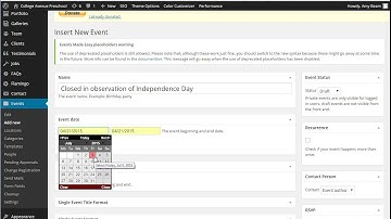 Wordpress - events made easy - add new event
