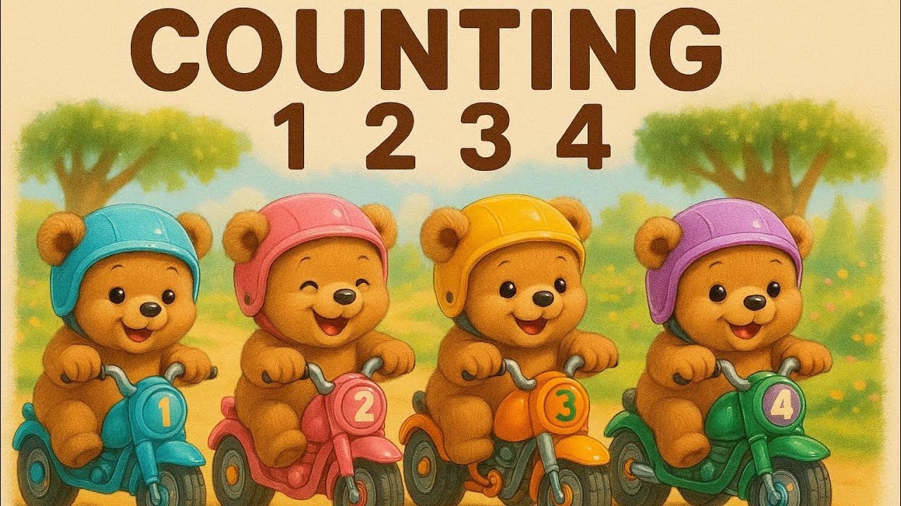 Counting 1 2 3 4 with Baby Bears on Bicycles 