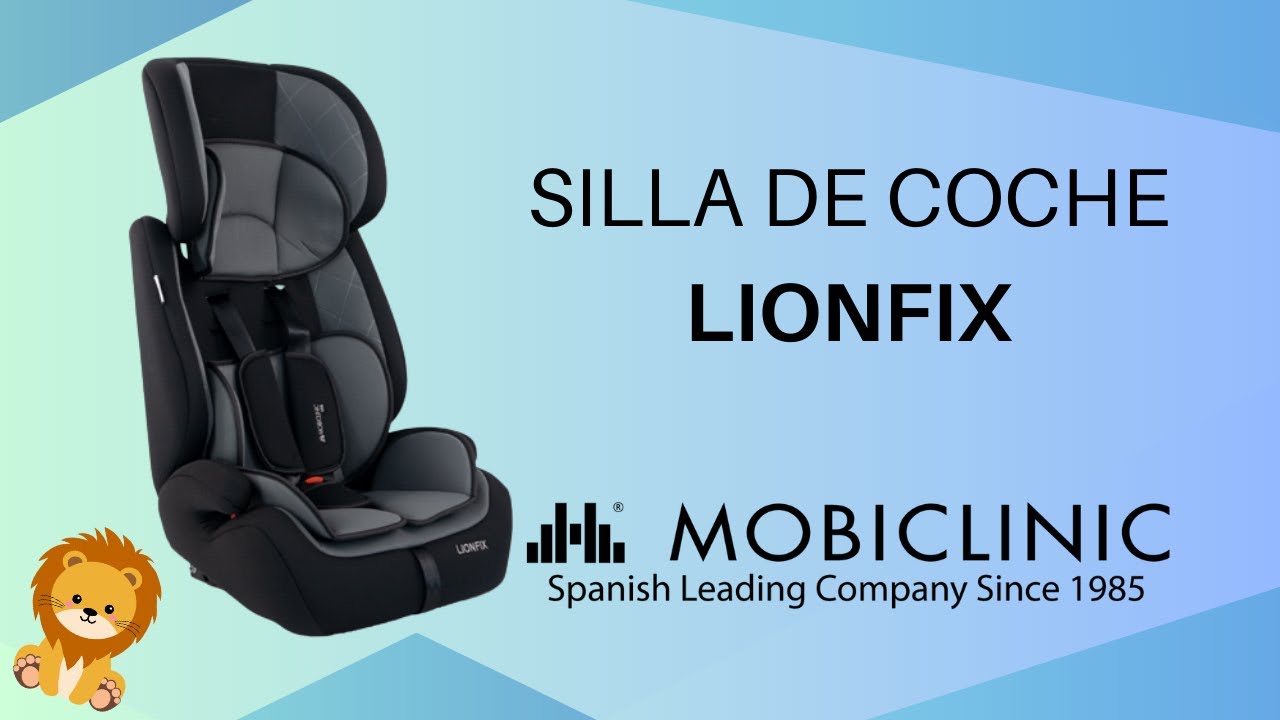 Silla de coche bebé Isofix 1 2 3, Protecciones laterales, De 9 a 36 kg, Respaldo extraíble, Gris, Lionfix