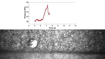 Two-phase flow in PEM fuel cell flow channels synchronized with pressure drop