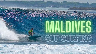 Sup surfing in Maldives