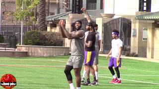 Lebron james, dwight howard, anthony davis, rajon rondo & other los
angeles lakers stars play some football following practice. shot
edited by lead ...