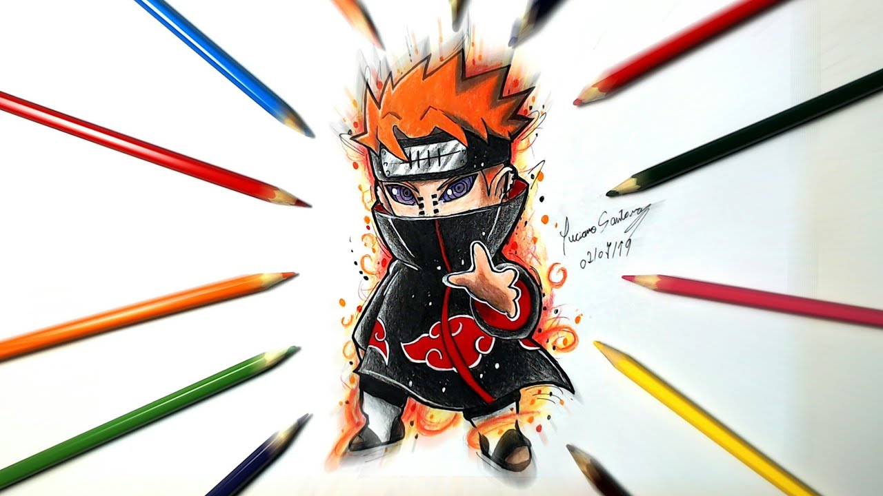 Como Desenhar Pain (Akatsuki-Naruto), Fácil e Rápido  Anime canvas art,  Glowing art, Anime character drawing