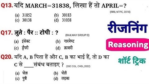 Reasoning प्रैक्टिस Set–1 | SSC Railway RRB NTPC RPF GD CPO MTS CHSL CGL || disha Classes