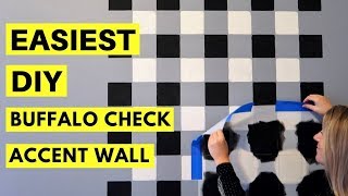 How To Paint Buffalo Check | DIY Stenciled Wall | NO TAPE REQUIRED