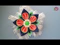 Заколка с многослойным лепестком. Канзаши МК/Hairpin with multilayer petal. DIY Kanzashi