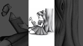 Beautiful Girl Reading Book Drawing 📚✨ | Easy Pencil Sketch Tutorial #shorts #shortsfeed
