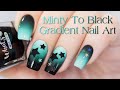 Minty to black gradient  black and holo stars nail art