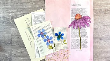 🌸 Super Easy Watercolour Flowers On Book Pages - Easy Handmade Journal Ephemera 🌸