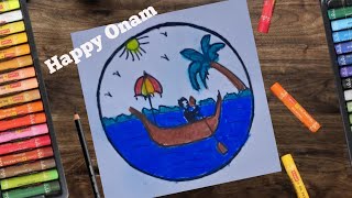 Easy Onam Drawing | Onam Drawing | Onam Festival Drawing | Onam Poster | Onam Scenery Elegant Art's