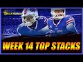 Week 14 TOP STACKS for tournaments on DraftKings