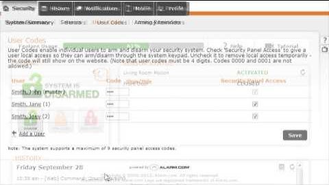 Alarm.com System Summary Page