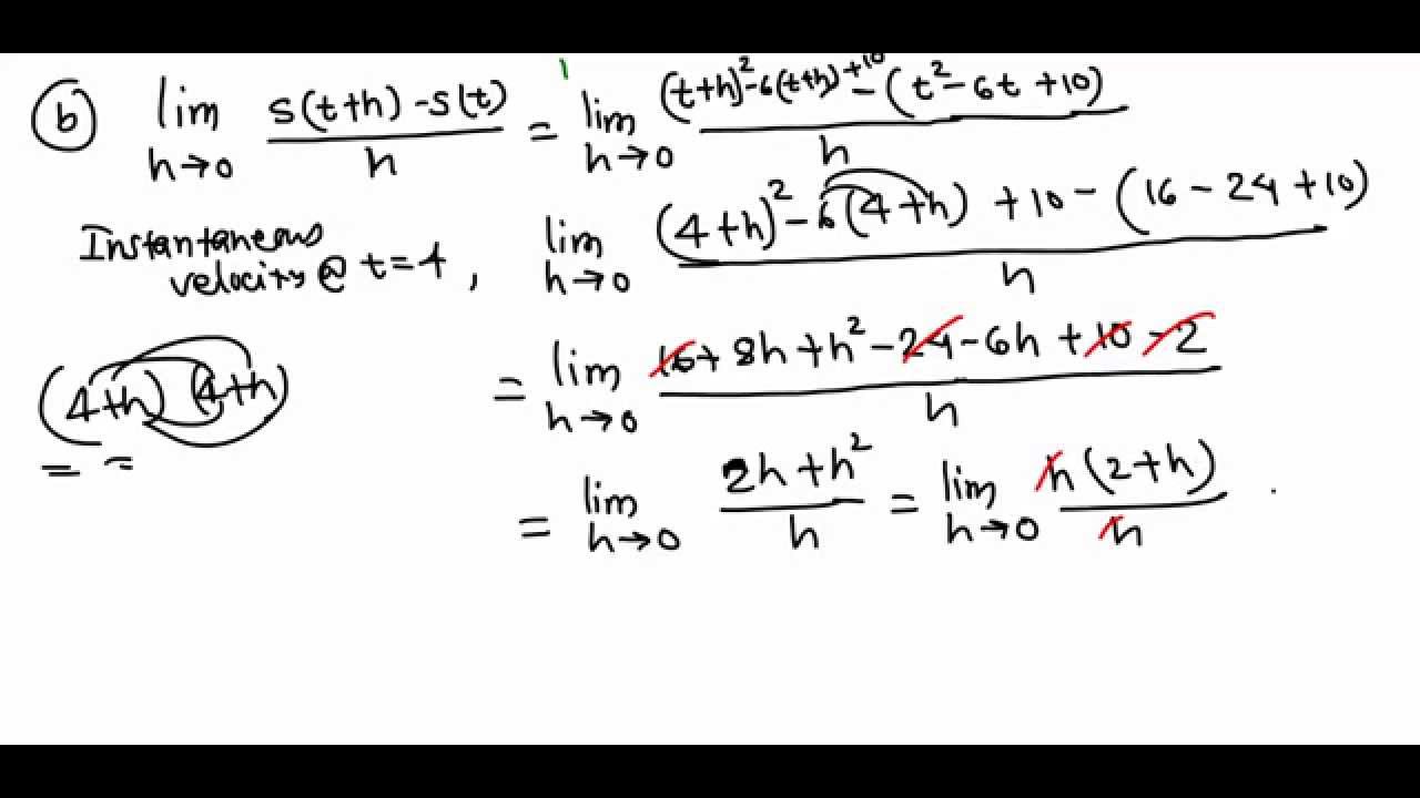 Instantaneous velocity using limit definition YouTube