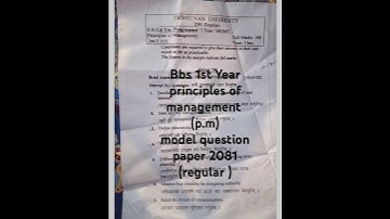 Bbs 1st Year p.m question paper 2081|| bbs 1st year principles of management question paper 2081 ||