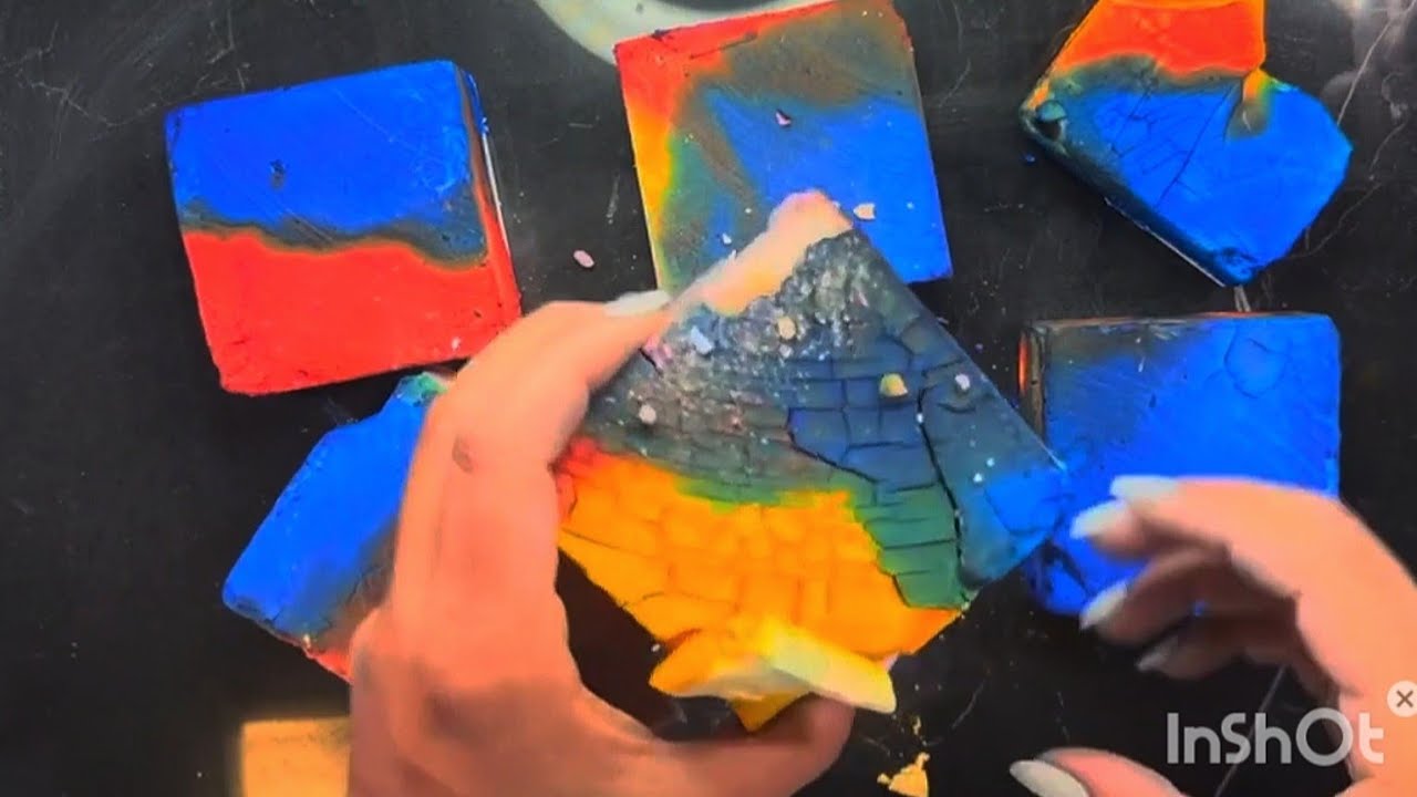 Colourful Dyed Gym chalk Crumbling #oddlysatisfying #gymchalkcrush # ...