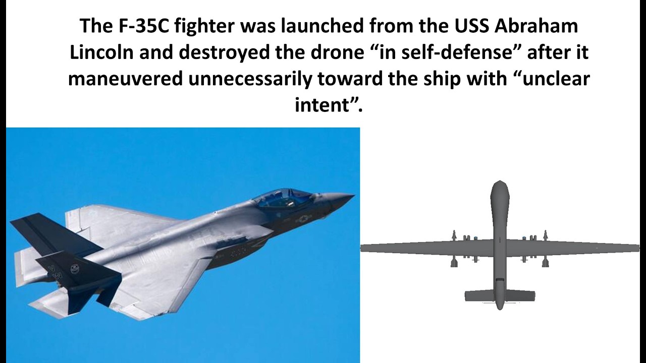 US Navy F-35C Lightning II fighter aircraft shot down an Iranian drone Shahed-139