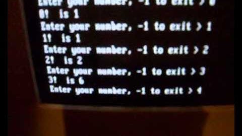 Lisp Program calculating factorials using a recursive function.
