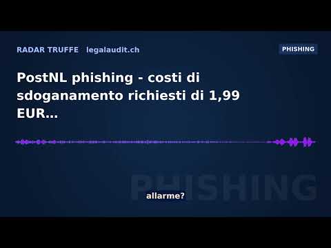 PostNL phishing — costi di sdoganamento richiesti di 1,99 EUR