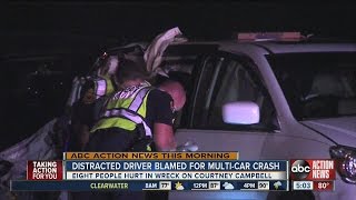 Distracted driver blamed for multi-car crash