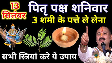 13 सितंबर पितृपक्ष शनिवार षष्ठी को 3 शमी के पत्ते वाला उपाय जरुर करे || Pradeep Ji Mishra 