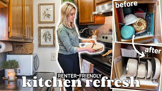 My kitchen needed a MAJOR refresh ✨ renter-friendly organization and DIY decor ideas