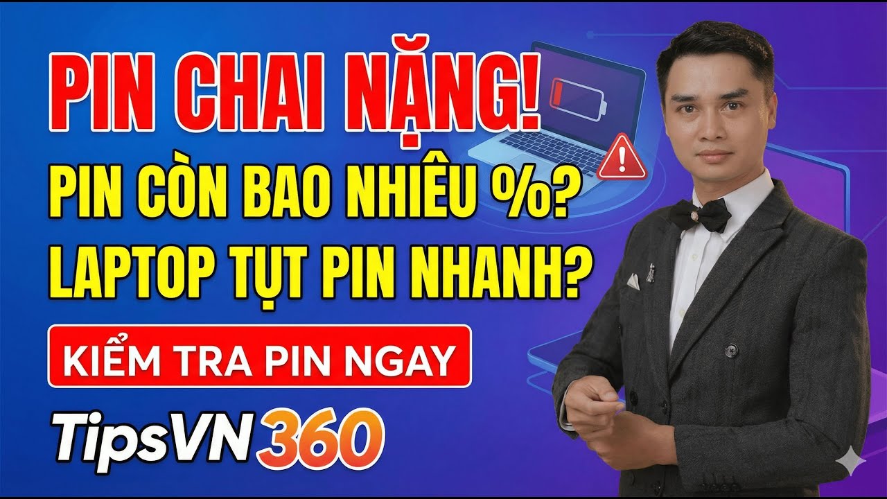 P28 - Pin máy tính tụt nhanh, cách kiểm tra pin máy tính nhanh nhất không cần phần mềm.