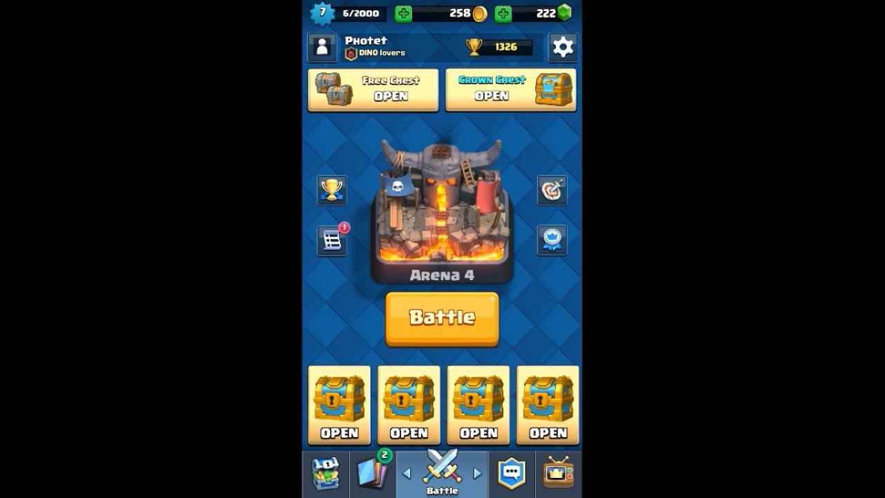 Clash Royale Lest Play Open 4 golden chest 2 free chest and crown