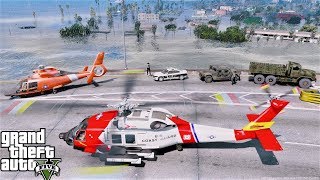 GTA 5 United States Coast Guard Helicopter Rescues People Trapped From Hurricane Flooding