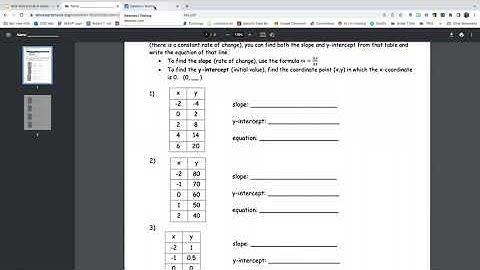Finding Slope (m) and Y-Intercept (b) from a table on Desmos Graphing Calculator