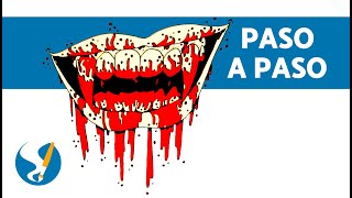 Cómo dibujar dientes de vampiro con sangre PASO A PASO