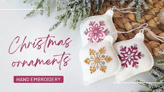 Christmas felt ornaments - Set of 3 Christmas ornaments - Embroidery tutorial for beginners