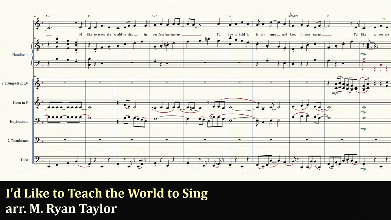 I'd Like to Teach the World to Sing for 2part Choir, Brass and