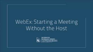 This video covered starting a meeting without the host, whether you
need to schedule for someone else start, or have webex host code and
n...