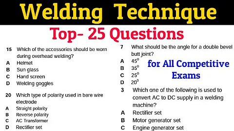 Welding Technique Top 25 Questions | Welder Theory in hindi | Welding Questions and Answers