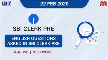 ENGLISH QUESTIONS ASKED IN SBI CLERK 22-02-2020 EXAM