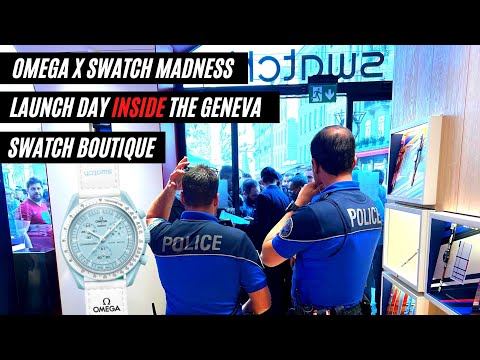 The madness of the OMEGA X Swatch 'Moonswatch' launch, from INSIDE the Geneva Swatch Boutique 🤯