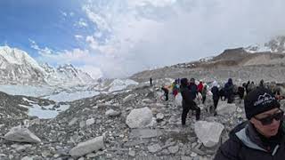 6 Apr 2026, Arrived at Everest Base Camp. 360 video. Drag mouse to navigate.