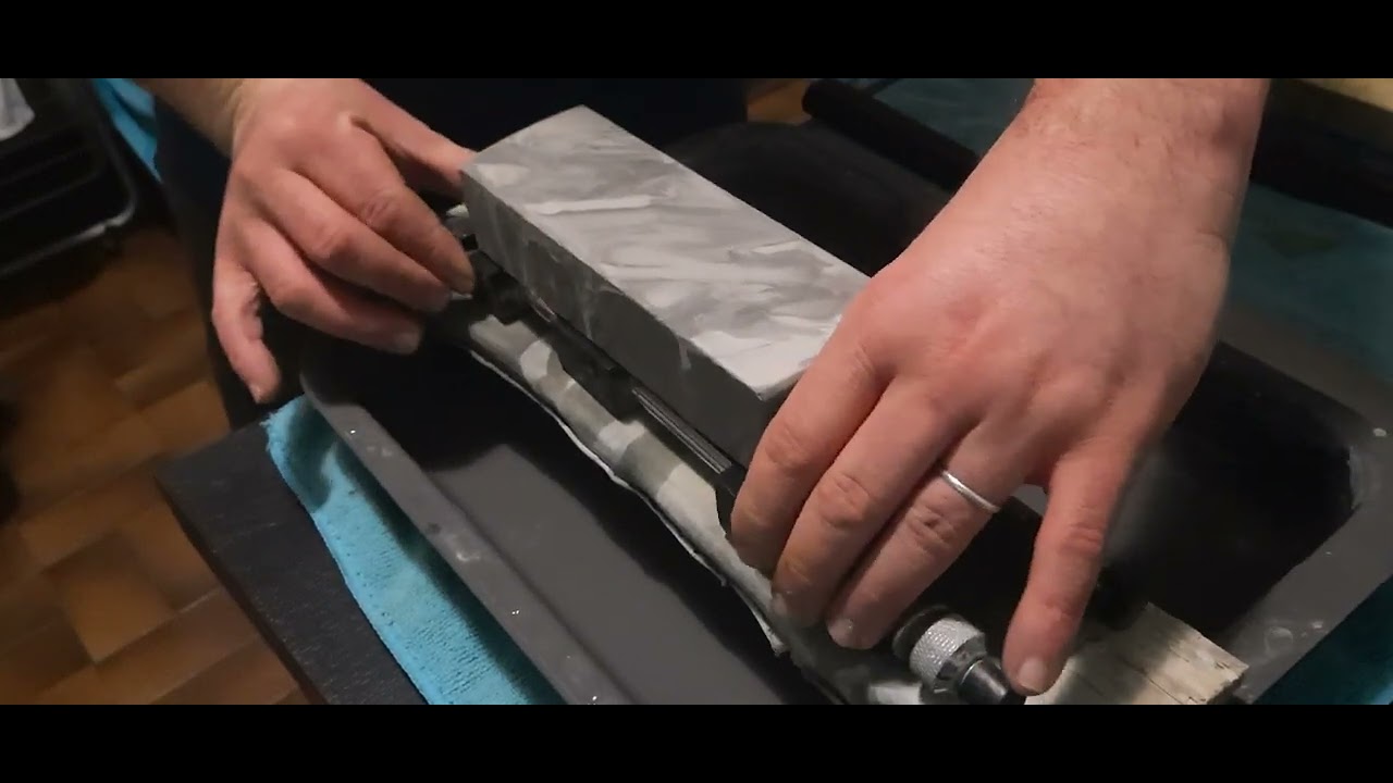 Shibata kotetsu knife, progression sharpening, blue aoto natural stone