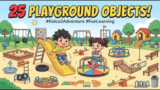 25 Playground Objects Vocabulary for Kids| Learn new words with animated cartoon videos #kids