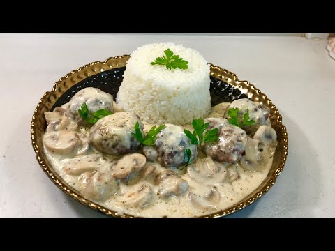 وصفة من وصفات المطاعم كرات اللحم بالصوص الأبيض meatballs with white sauce -  YouTube