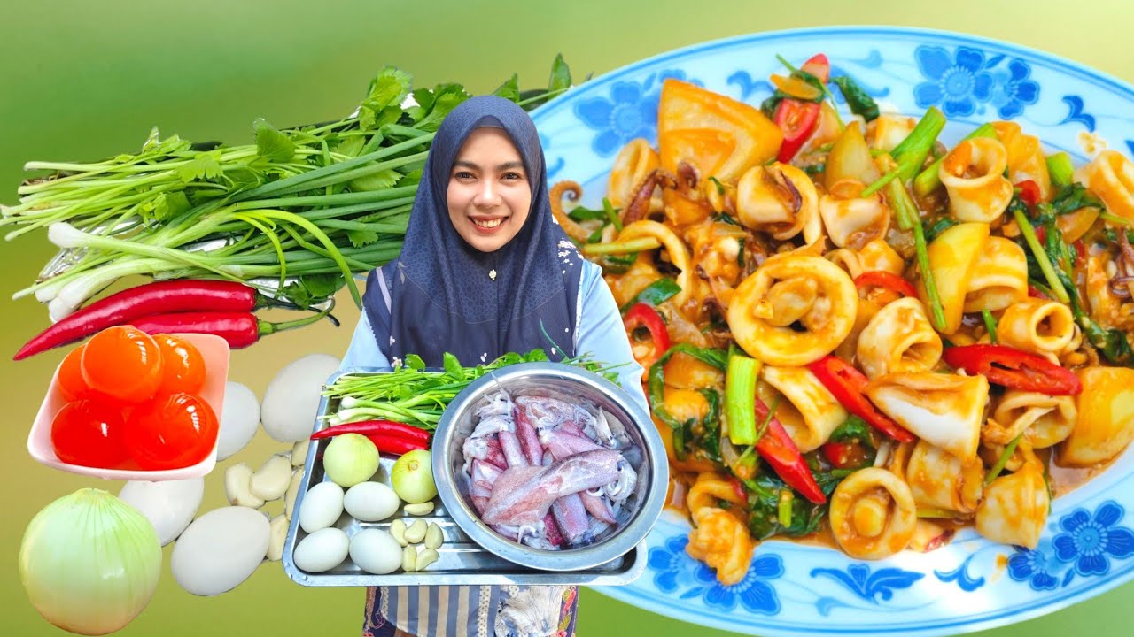 Cara buat sotong goreng telur masing ala thai เมนูหมึกผัดไข่เค็ม
