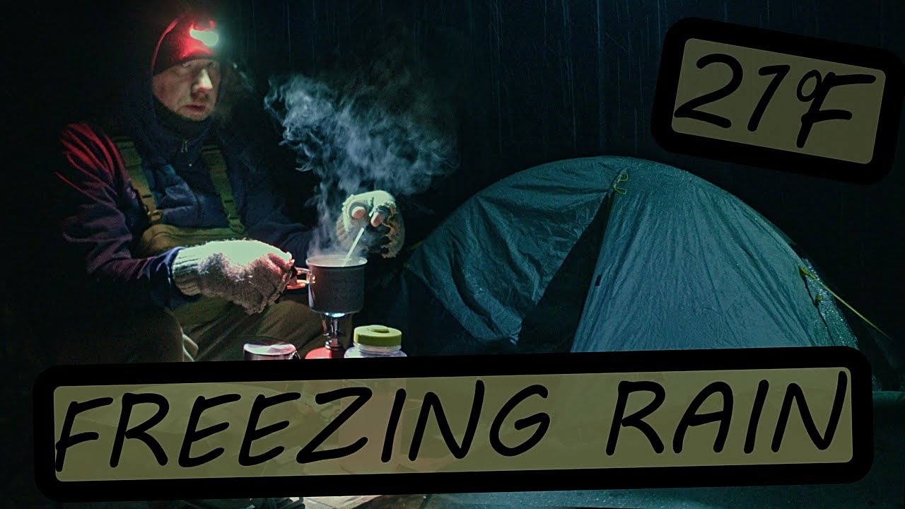 TENT Camping in FREEZING RAIN and SNOW - YouTube