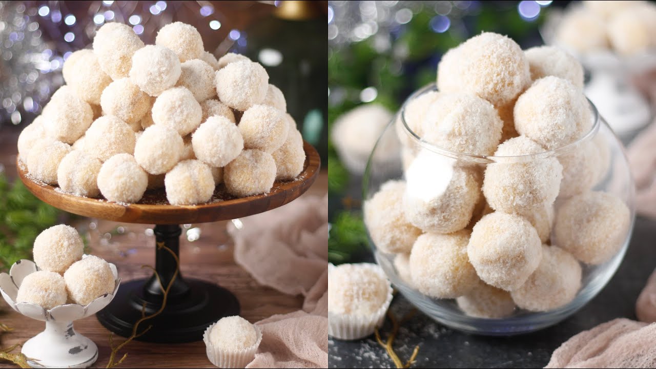 Boules de noix de coco à la confiture gâteaux richbond fondants ,boules de neige