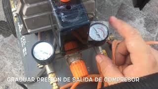 Regular presión de aire en compresora