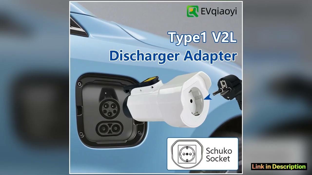 EVqiaoyi Type1 V2L Discharger Adapter with EU Socket Vehicle to Load Plug for IONIQ 56 KIA EV69 MG