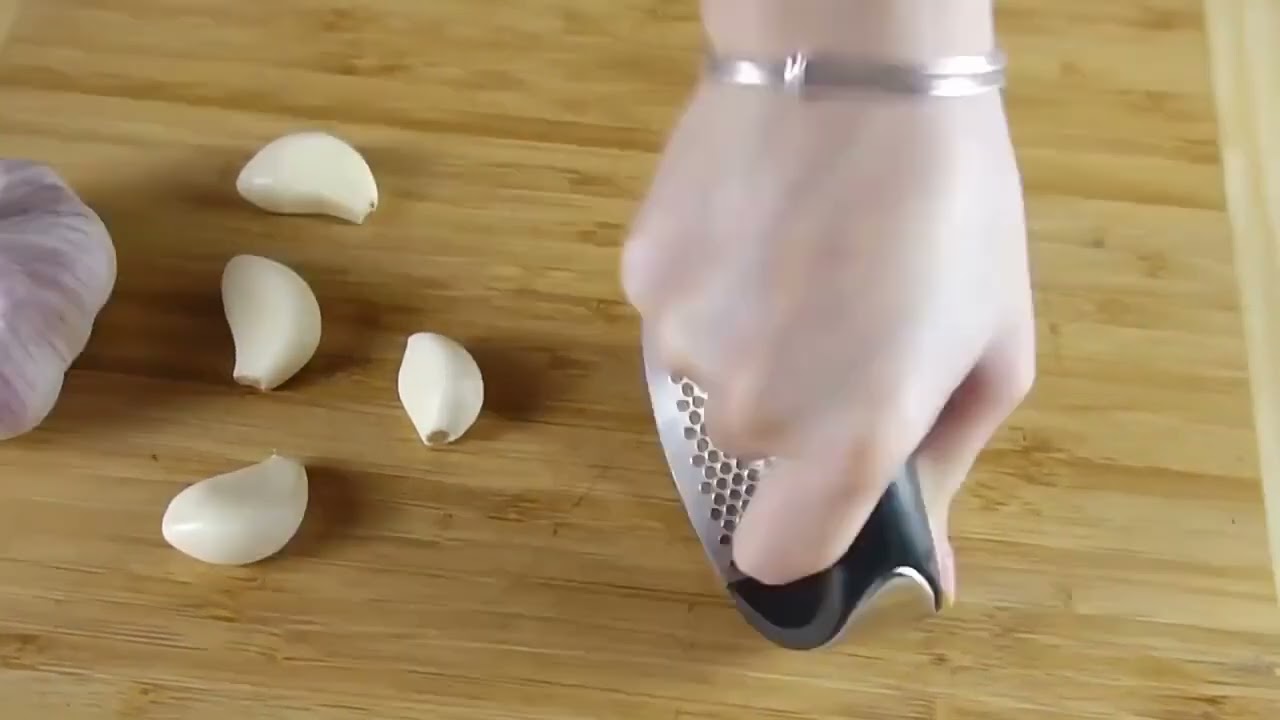 Stainless Steel Garlic Masher / Garlic Press | Heavy-Duty Kitchen Crusher & Masher