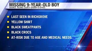 Tulare County deputies are searching for a missing 9-year-old autistic child in Richgrove
