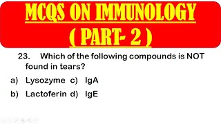 MCQS ON IMMUNOLOGY *PART 2* |  IMMUNOLOGY MCQ QUESTION WITH ANSWER