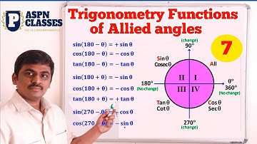 Trigonometric Functions of Allied angles class 11th || Call 1th Trigonometric Functions